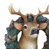 Maxbell Resin Christmas Elk Wreath Wall Statues Figurines Craft, for Living Room