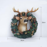 Maxbell Resin Christmas Elk Wreath Wall Statues Figurines Craft, for Living Room