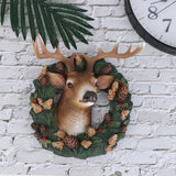 Maxbell Resin Christmas Elk Wreath Wall Statues Figurines Craft, for Living Room