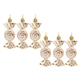Maxbell 6 Pieces Christmas Tree Decorations Candy Ornaments for Holiday New Year Gold