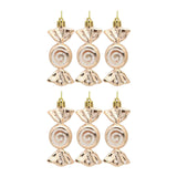Maxbell 6 Pieces Christmas Tree Decorations Candy Ornaments for Holiday New Year Gold