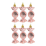 Maxbell 6 Pieces Christmas Tree Decorations Candy Ornaments for Holiday New Year Rose Gold
