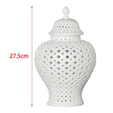 Maxbell Ceramic Vase Organizer Storage with Lid Porcelain Ginger Jar for Desk Home H 27.5cm Mouth 7.2cm