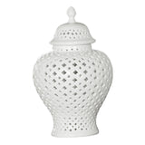 Maxbell Ceramic Vase Organizer Storage with Lid Porcelain Ginger Jar for Desk Home H 27.5cm Mouth 7.2cm