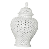 Maxbell Ceramic Vase Organizer Storage with Lid Porcelain Ginger Jar for Desk Home H 27.5cm Mouth 7.2cm