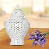 Maxbell Ceramic Vase Organizer Storage with Lid Porcelain Ginger Jar for Desk Home H 27.5cm Mouth 7.2cm