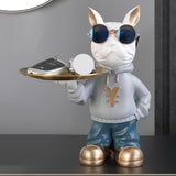 Maxbell Resin Dog Desk Storage Tray Statue Decorative Modern for Cafe Entryway Decor Blue