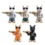 Maxbell Resin Dog Desk Storage Tray Statue Decorative Modern for Cafe Entryway Decor Blue