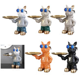 Maxbell Resin Dog Desk Storage Tray Statue Decorative Modern for Cafe Entryway Decor Blue