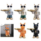 Maxbell Resin Dog Desk Storage Tray Statue Decorative Modern for Cafe Entryway Decor Blue