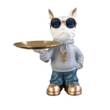 Maxbell Resin Dog Desk Storage Tray Statue Decorative Modern for Cafe Entryway Decor Blue