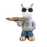 Maxbell Resin Dog Desk Storage Tray Statue Decorative Modern for Cafe Entryway Decor Blue
