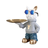 Maxbell Resin Dog Desk Storage Tray Statue Decorative Modern for Cafe Entryway Decor Blue