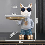 Maxbell Resin Dog Desk Storage Tray Statue Decorative Modern for Cafe Entryway Decor Blue