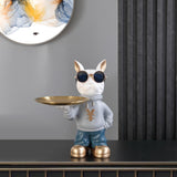 Maxbell Resin Dog Desk Storage Tray Statue Decorative Modern for Cafe Entryway Decor Blue