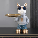 Maxbell Resin Dog Desk Storage Tray Statue Decorative Modern for Cafe Entryway Decor Blue