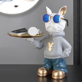 Maxbell Resin Dog Desk Storage Tray Statue Decorative Modern for Cafe Entryway Decor Blue