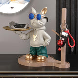 Maxbell Resin Dog Desk Storage Tray Statue Decorative Modern for Cafe Entryway Decor Green
