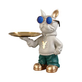 Maxbell Resin Dog Desk Storage Tray Statue Decorative Modern for Cafe Entryway Decor Green