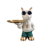 Maxbell Resin Dog Desk Storage Tray Statue Decorative Modern for Cafe Entryway Decor Green