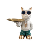 Maxbell Resin Dog Desk Storage Tray Statue Decorative Modern for Cafe Entryway Decor Green