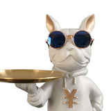 Maxbell Resin Dog Desk Storage Tray Statue Decorative Modern for Cafe Entryway Decor Green