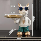 Maxbell Resin Dog Desk Storage Tray Statue Decorative Modern for Cafe Entryway Decor Green