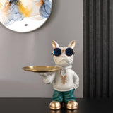Maxbell Resin Dog Desk Storage Tray Statue Decorative Modern for Cafe Entryway Decor Green