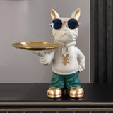 Maxbell Resin Dog Desk Storage Tray Statue Decorative Modern for Cafe Entryway Decor Green