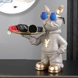 Maxbell Resin Dog Desk Storage Tray Statue Decorative Modern for Cafe Entryway Decor Beige