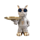 Maxbell Resin Dog Desk Storage Tray Statue Decorative Modern for Cafe Entryway Decor Beige