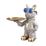Maxbell Resin Dog Desk Storage Tray Statue Decorative Modern for Cafe Entryway Decor Beige