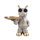 Maxbell Resin Dog Desk Storage Tray Statue Decorative Modern for Cafe Entryway Decor Beige