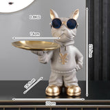 Maxbell Resin Dog Desk Storage Tray Statue Decorative Modern for Cafe Entryway Decor Beige