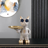Maxbell Resin Dog Desk Storage Tray Statue Decorative Modern for Cafe Entryway Decor Beige