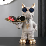 Maxbell Resin Dog Desk Storage Tray Statue Decorative Modern for Cafe Entryway Decor Beige