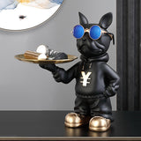 Maxbell Resin Dog Desk Storage Tray Statue Decorative Modern for Cafe Entryway Decor Black
