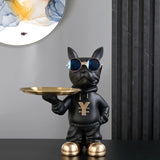 Maxbell Resin Dog Desk Storage Tray Statue Decorative Modern for Cafe Entryway Decor Black