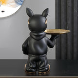 Maxbell Resin Dog Desk Storage Tray Statue Decorative Modern for Cafe Entryway Decor Black