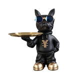 Maxbell Resin Dog Desk Storage Tray Statue Decorative Modern for Cafe Entryway Decor Black