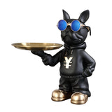 Maxbell Resin Dog Desk Storage Tray Statue Decorative Modern for Cafe Entryway Decor Black