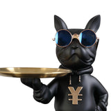 Maxbell Resin Dog Desk Storage Tray Statue Decorative Modern for Cafe Entryway Decor Black