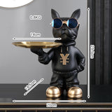 Maxbell Resin Dog Desk Storage Tray Statue Decorative Modern for Cafe Entryway Decor Black