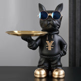 Maxbell Resin Dog Desk Storage Tray Statue Decorative Modern for Cafe Entryway Decor Black
