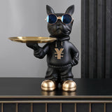 Maxbell Resin Dog Desk Storage Tray Statue Decorative Modern for Cafe Entryway Decor Black
