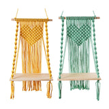 Maxbell Macrame Wall Hanging Shelf Basket Hanger Holder Boho Woven Rope for Home Yellow