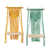 Maxbell Macrame Wall Hanging Shelf Basket Hanger Holder Boho Woven Rope for Home Yellow