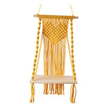 Maxbell Macrame Wall Hanging Shelf Basket Hanger Holder Boho Woven Rope for Home Yellow