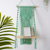 Maxbell Macrame Wall Hanging Shelf Basket Hanger Holder Boho Woven Rope for Home Green