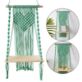 Maxbell Macrame Wall Hanging Shelf Basket Hanger Holder Boho Woven Rope for Home Green